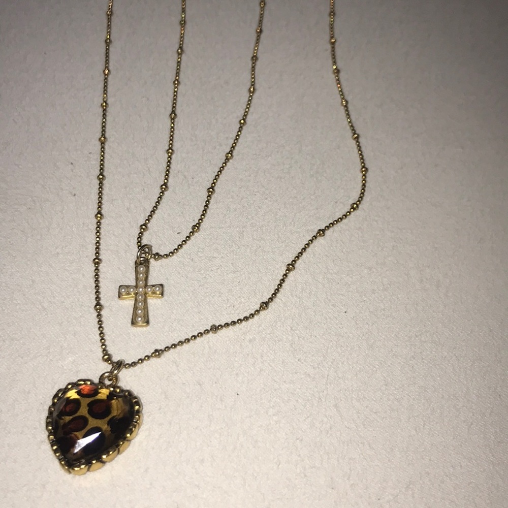 Betsey Johnson gold cheetah print necklace!